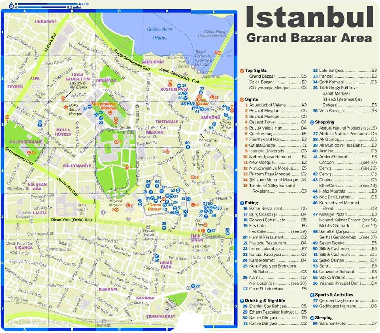 نقشه اماکن مهم استانبول